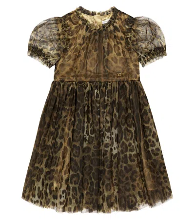 Dolce & Gabbana Kids' Leopard-print Tulle Dress