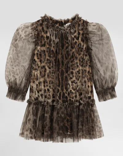 DOLCE & GABBANA LEOPARD-PRINT TULLE DRESS