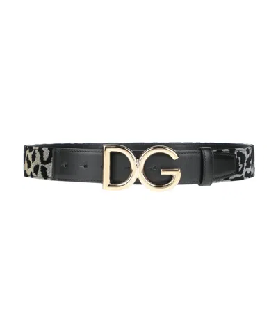 Dolce & Gabbana Leopard Print Velvet Belt With Buckle In Neutral