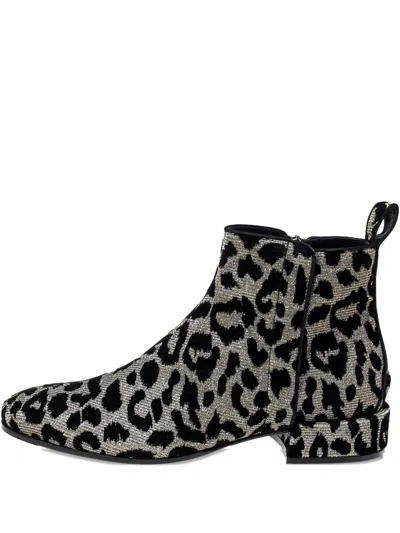 Pre-owned Dolce & Gabbana Leopard-print Velvet Boots