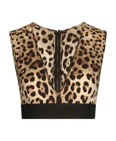 DOLCE & GABBANA DOLCE  GABBANA LEOPARD-PRINTED CHARMEUSE TOP