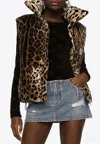 Dolce & Gabbana Leopard Print Vest With Logo Plate In Brown