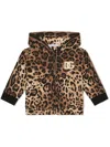 Dolce & Gabbana Animal-print Logo-patch Hoodie In Brown
