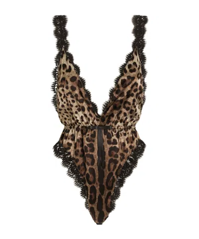 Dolce & Gabbana Dolce  Gabbana Leopard Printed Bodysuit In Multi