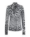 Dolce & Gabbana Leopard-print Charmeuse Shirt With Pussy-bow In Leo Nero Fdo Grigio