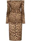 Dolce & Gabbana Animal Print Fitted Silhouette Midi Dress In Brown