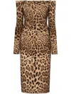 Dolce & Gabbana Animal Print Fitted Silhouette Midi Dress In Brown