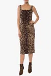 Dolce & Gabbana Short Leopard-print Charmeuse Dress In Brown