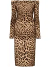 Dolce & Gabbana Animal Print Fitted Silhouette Midi Dress In Multi