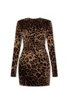 Dolce & Gabbana Short Chenille Jacquard Dress In Brown