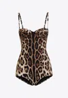 Dolce & Gabbana Embellished Leopard-print Underwired Swimsuit In Animal Print