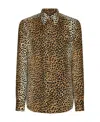 Dolce & Gabbana Silk Twill Martini-fit Shirt With Ocelot Print In Black