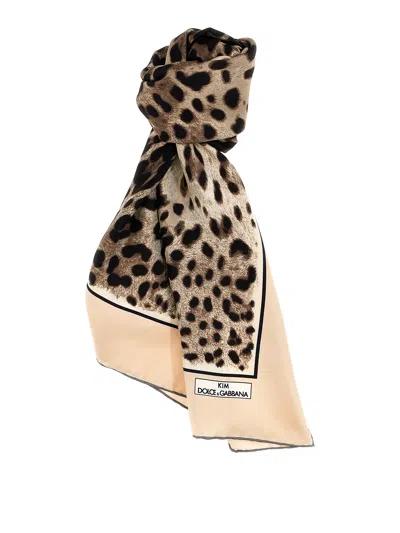 DOLCE & GABBANA LEOPARD PRINTED SILK TWILL SCARF