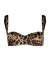Dolce & Gabbana Leopard-print Satin Balconette Bra With Lace In Brown
