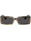 Dolce & Gabbana Logo Emblem Rectangle Acetate Sunglasses In Brown