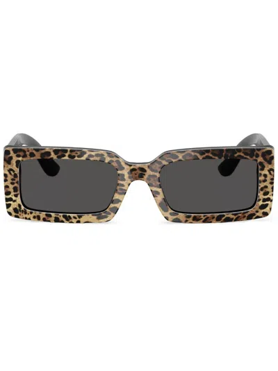 Dolce & Gabbana Logo Emblem Rectangle Acetate Sunglasses In Multi