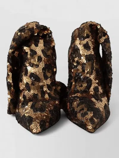 Dolce & Gabbana Leopard Sequin Mesh Pointed Toe Pumps In Animal Print