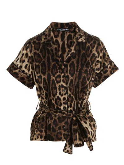 Dolce & Gabbana Leopard Shirt Shirt And Blouse Brown