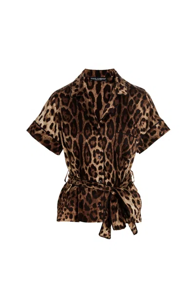 Dolce & Gabbana Leopard Shirt In Brown