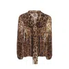 Dolce & Gabbana Leopard-print Chiffon Shirt In Brown