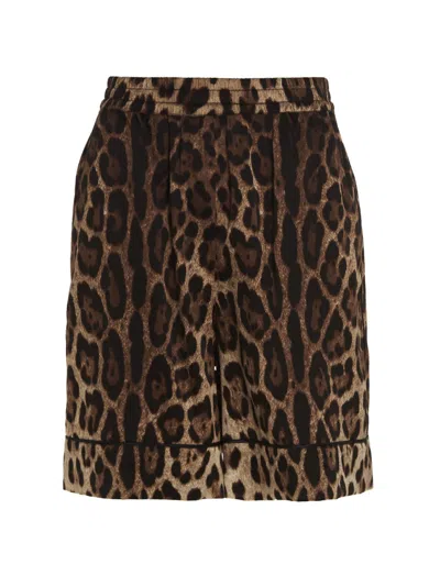 Dolce & Gabbana Leopard Shorts Bermuda And Short Brown In Multi