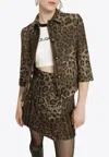 Dolce & Gabbana Leopard Wool Cropped Jacket In Brown