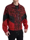 Dolce & Gabbana Zip-up Leopard-print Nylon Sweatshirt With Embroidery In Red