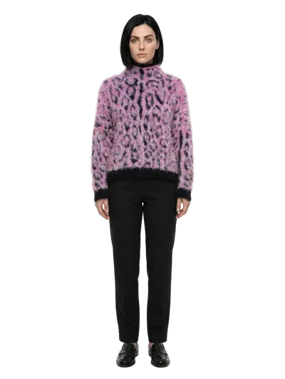 Dolce & Gabbana Leopard-jacquard Wool Sweater In Pink