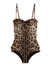 Dolce & Gabbana Embellished Leopard-print Underwired Swimsuit In Multi