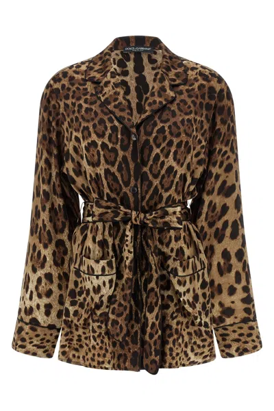 Dolce & Gabbana 'leopardo' Pajama Shirt In Brown