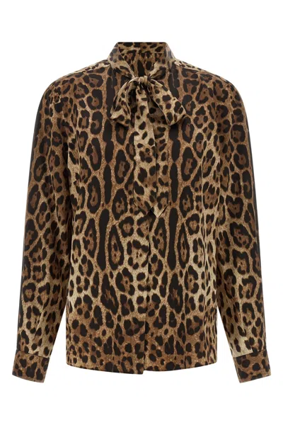 Dolce & Gabbana Leopardo Shirt In Brown
