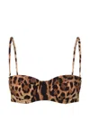 Dolce & Gabbana Leopard-print Satin Balconette Bra With Lace In Brown
