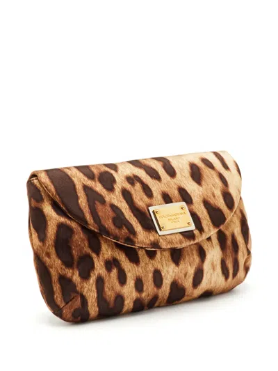 Pre-owned Dolce & Gabbana Leopard-pattern Clutch Bag In Brown