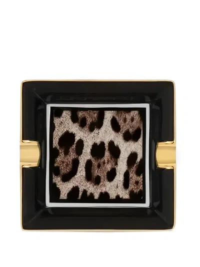 Dolce & Gabbana Leopard-print Ashtray In Black
