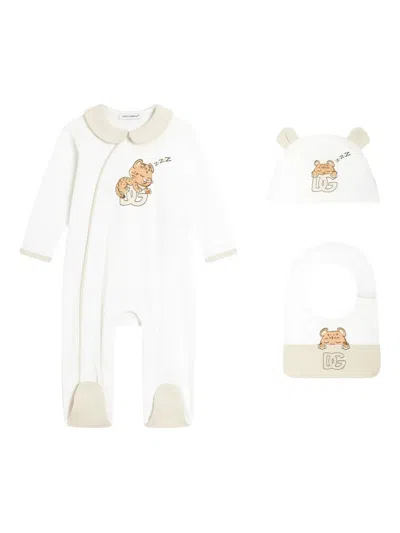 Dolce & Gabbana Leopard-print Babygrow Set In White
