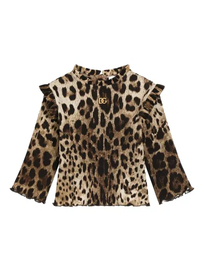 Dolce & Gabbana Babies' Leopard-print Blouse In Animal Print
