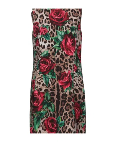 Dolce & Gabbana Leopard-print Bodycon Dress In Multi