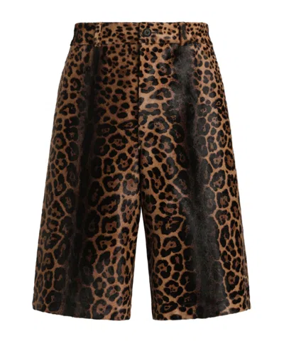 Dolce & Gabbana Leopard-print Calfskin Trousers In Animal Print