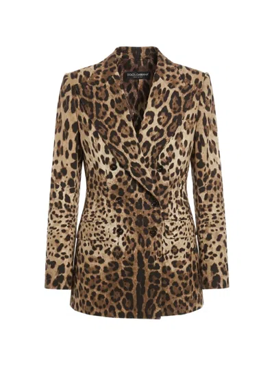 Dolce & Gabbana Leopard-print Double-breasted Blazer In Animal Print