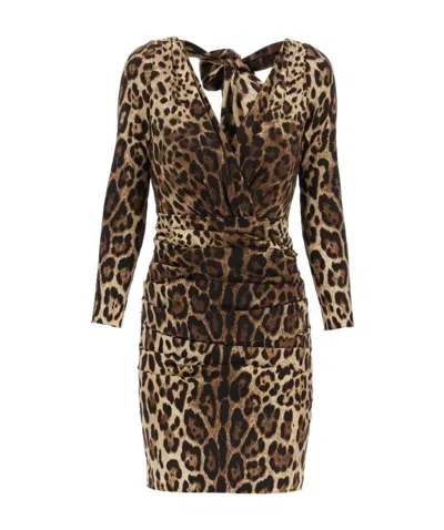 Dolce & Gabbana Leopard-print Dress In Purple