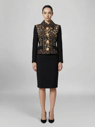 Dolce & Gabbana Leopard-print Jacquard Blazer In Black