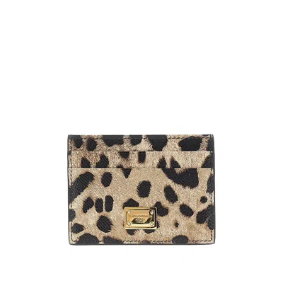 Dolce & Gabbana Leopard-print Leather Cardholder In Multicolor