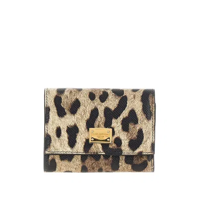 Dolce & Gabbana Leopard-print Leather French Flap Wallet In Multicolor