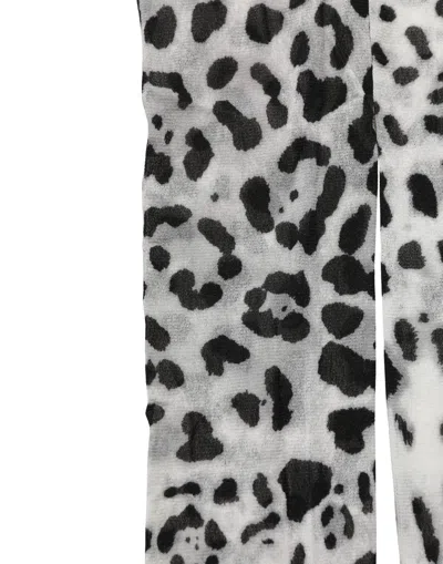 Dolce & Gabbana Leopard-print Nylon Tights In Gray