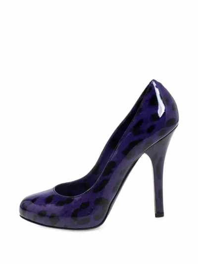 Pre-owned Dolce & Gabbana Leopard-print Platform Pumps In Purple