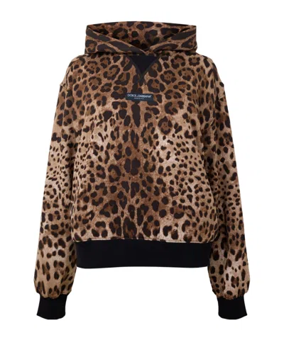 DOLCE & GABBANA LEOPARDPRINT PULLOVER HOODIE