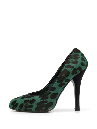 Pre-owned Dolce & Gabbana Leopard-print Pumps In Green