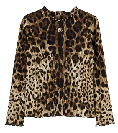 Dolce & Gabbana Kids' Leopard-pattern Top In Multi