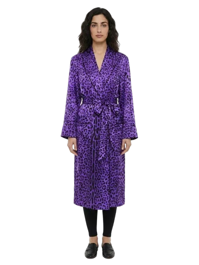 Dolce & Gabbana Leopard-print Silk Coat In Purple