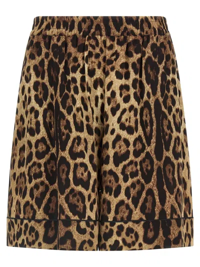 Dolce & Gabbana Leopard-print Silk Shorts In Multi